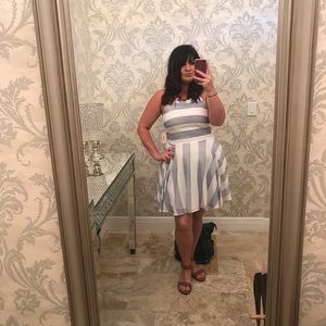 Stripe white and Blue ish grey dress